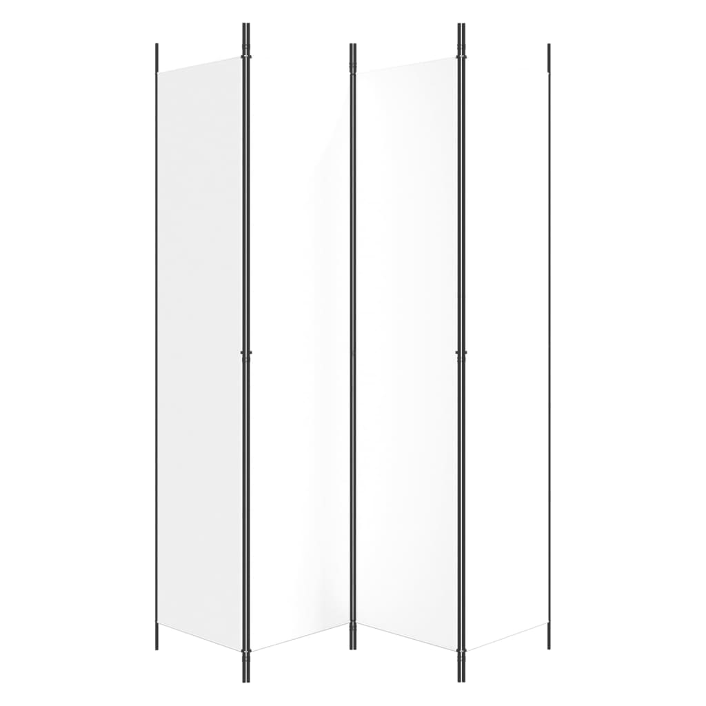 4-Panel Room Divider White 200x220 cm Fabric