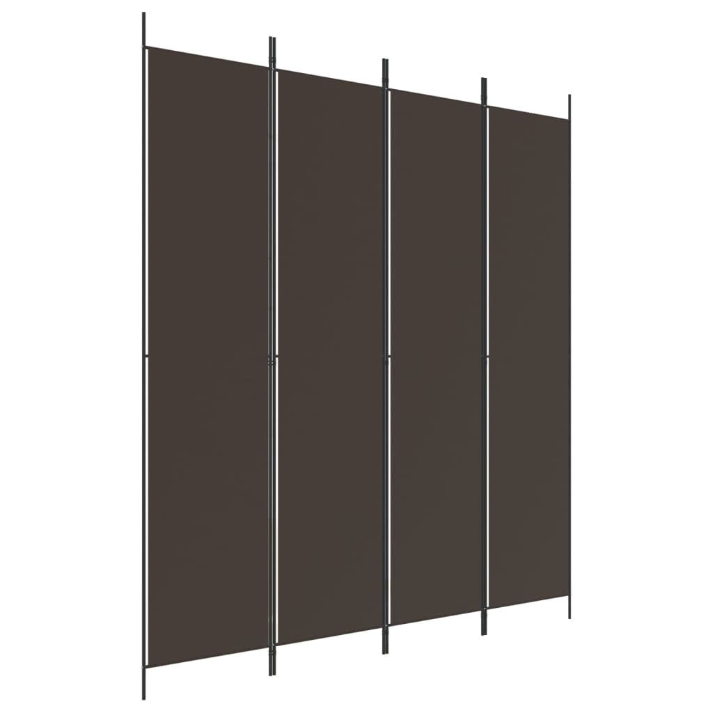 4-Panel Room Divider Brown 200x220 cm Fabric