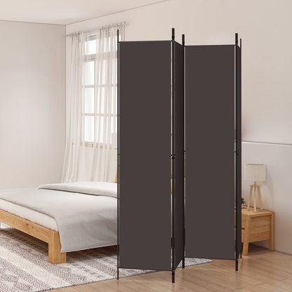 4-Panel Room Divider Brown 200x220 cm Fabric