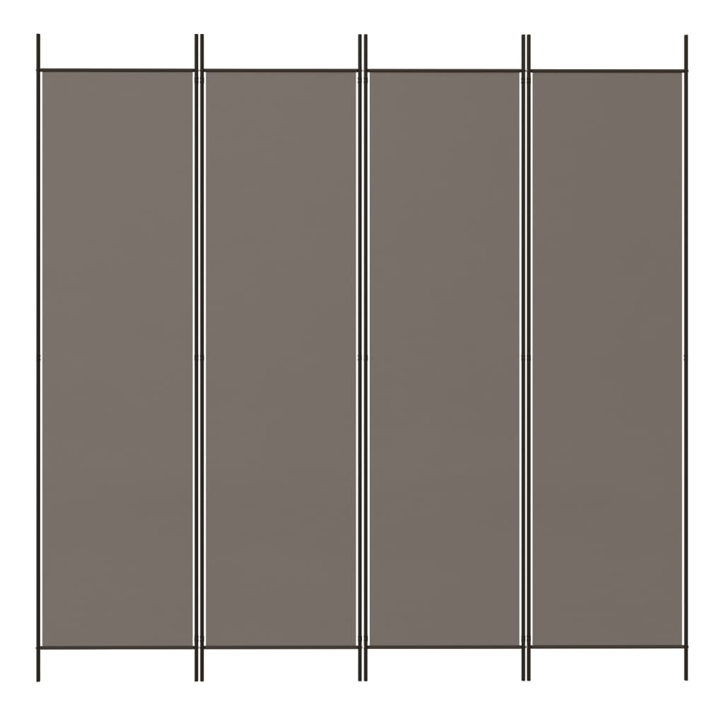 4-Panel Room Divider Anthracite 200x220 cm Fabric