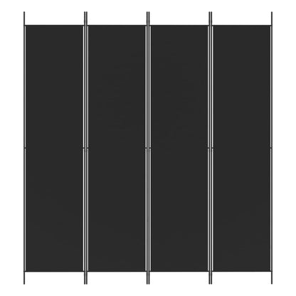 4-Panel Room Divider Black 200x220 cm Fabric