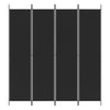 4-Panel Room Divider Black 200x220 cm Fabric