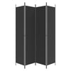 4-Panel Room Divider Black 200x220 cm Fabric