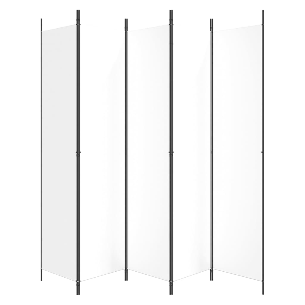 5-Panel Room Divider White 250x220 cm Fabric