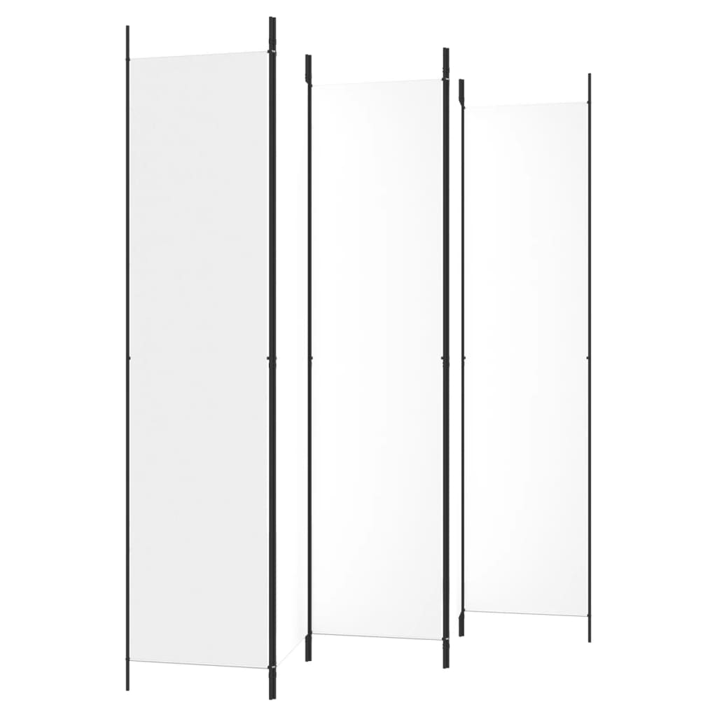 5-Panel Room Divider White 250x220 cm Fabric