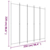 5-Panel Room Divider White 250x220 cm Fabric