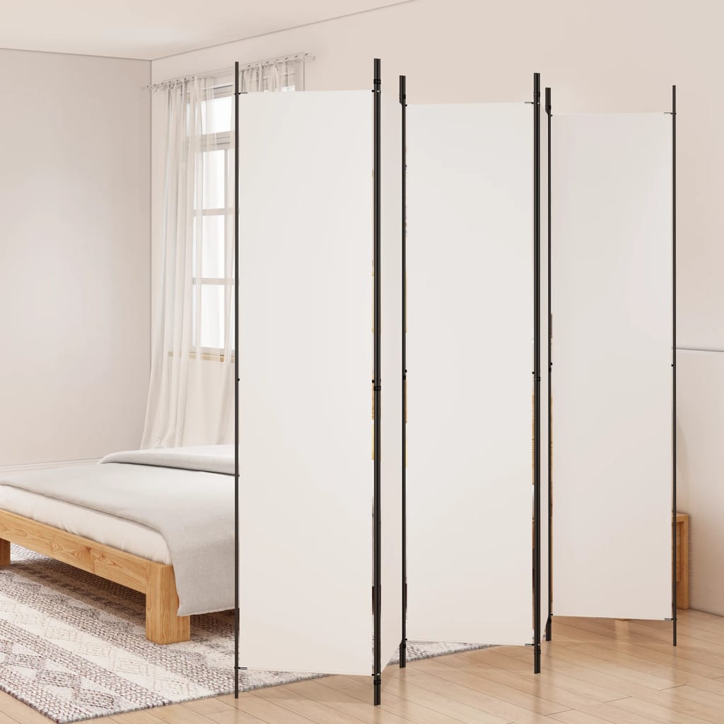 5-Panel Room Divider White 250x220 cm Fabric