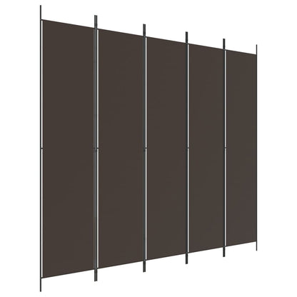 5-Panel Room Divider Brown 250x220 cm Fabric