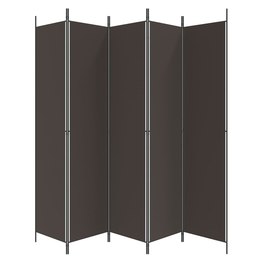 5-Panel Room Divider Brown 250x220 cm Fabric