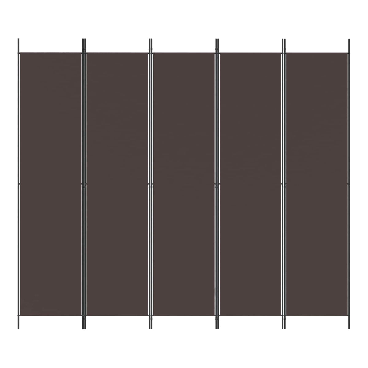 5-Panel Room Divider Brown 250x220 cm Fabric