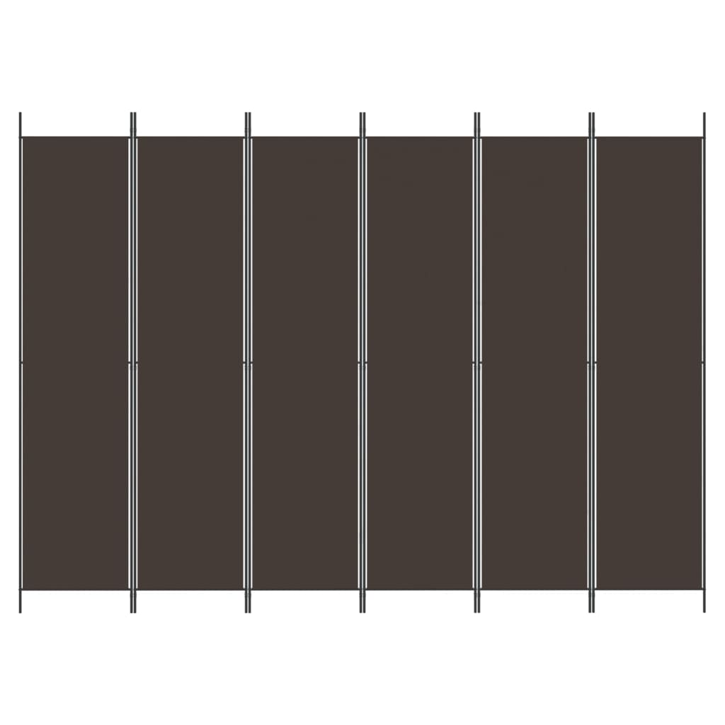 6-Panel Room Divider Brown 300x220 cm Fabric