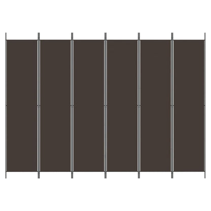 6-Panel Room Divider Brown 300x220 cm Fabric