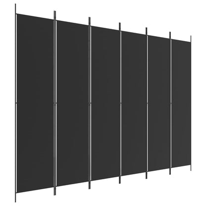 6-Panel Room Divider Black 300x220 cm Fabric