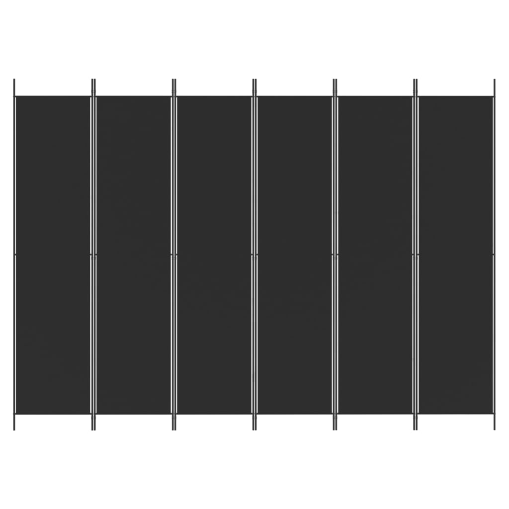 6-Panel Room Divider Black 300x220 cm Fabric