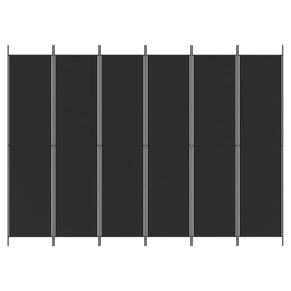 6-Panel Room Divider Black 300x220 cm Fabric