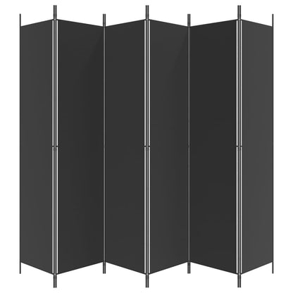 6-Panel Room Divider Black 300x220 cm Fabric