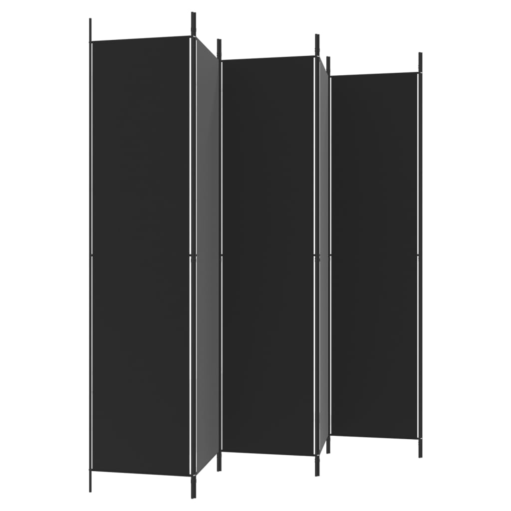 6-Panel Room Divider Black 300x220 cm Fabric