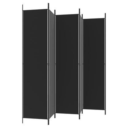 6-Panel Room Divider Black 300x220 cm Fabric