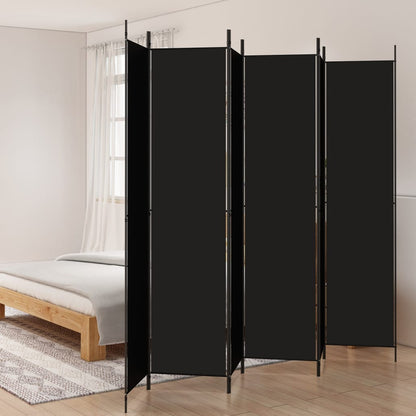 6-Panel Room Divider Black 300x220 cm Fabric