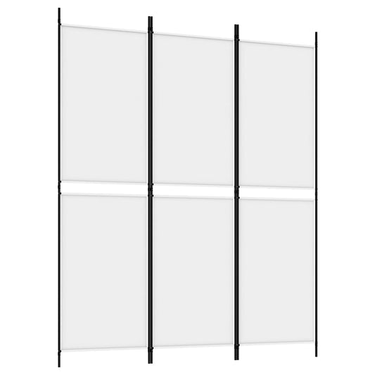 3-Panel Room Divider White 150x180 cm Fabric