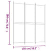 3-Panel Room Divider White 150x180 cm Fabric
