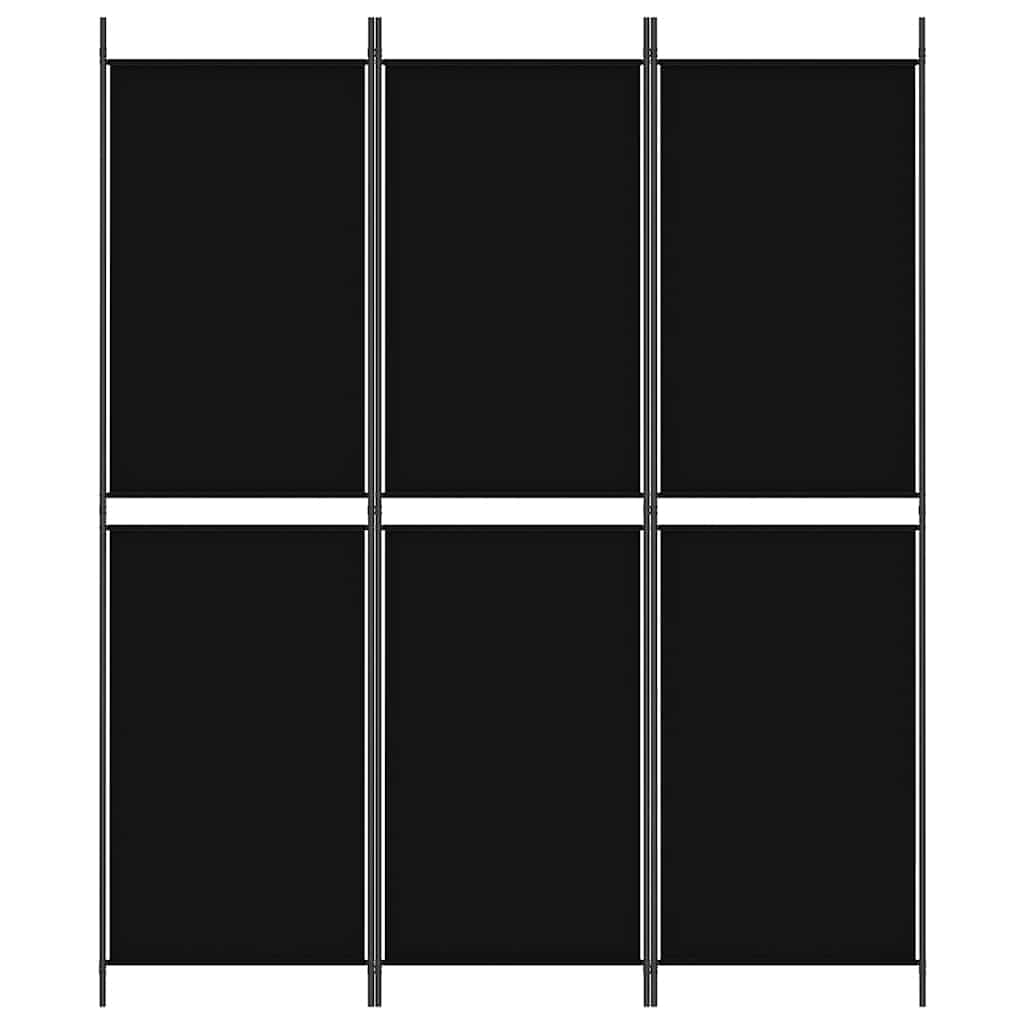 3-Panel Room Divider Black 150x180 cm Fabric
