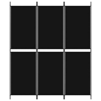 3-Panel Room Divider Black 150x180 cm Fabric