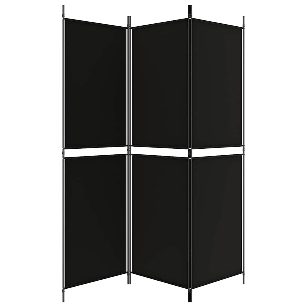 3-Panel Room Divider Black 150x180 cm Fabric