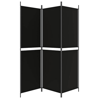 3-Panel Room Divider Black 150x180 cm Fabric