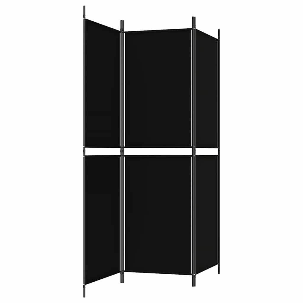 3-Panel Room Divider Black 150x180 cm Fabric