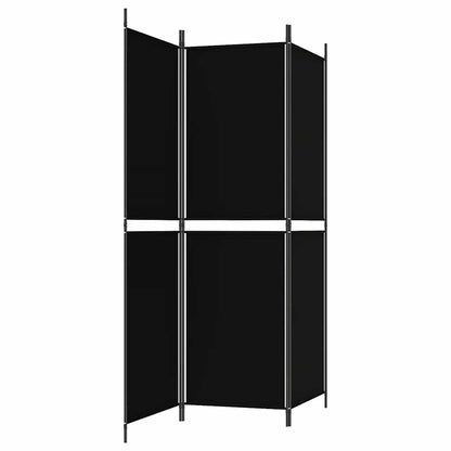3-Panel Room Divider Black 150x180 cm Fabric