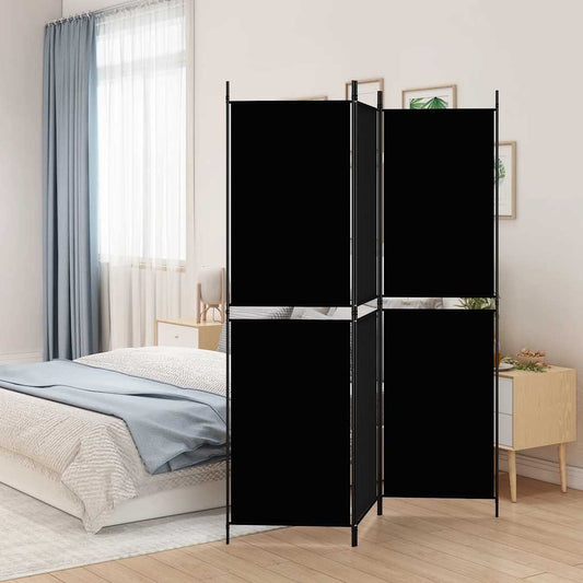 3-Panel Room Divider Black 150x180 cm Fabric