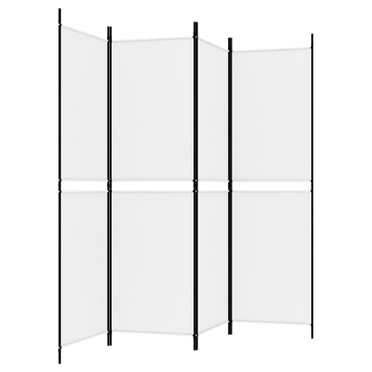 4-Panel Room Divider White 200x180 cm Fabric
