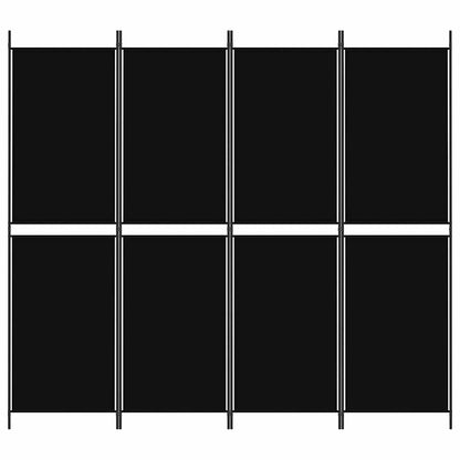 4-Panel Room Divider Black 200x180 cm Fabric