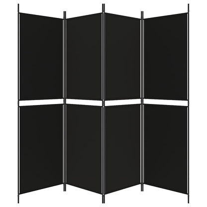 4-Panel Room Divider Black 200x180 cm Fabric