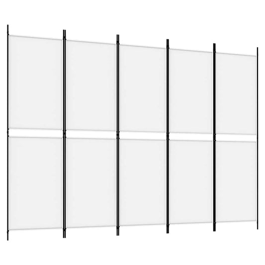 5-Panel Room Divider White 250x180 cm Fabric