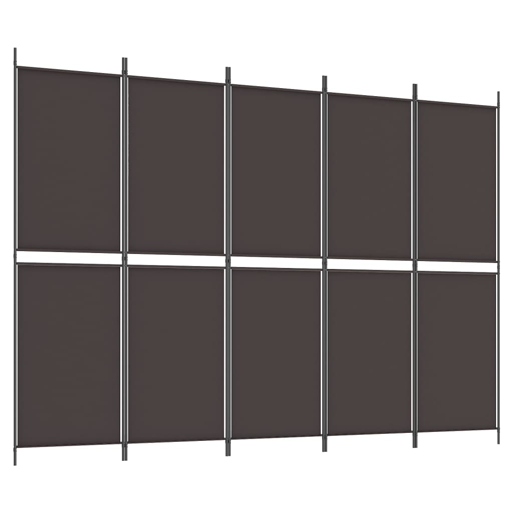 5-Panel Room Divider Brown 250x180 cm Fabric