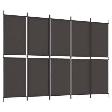 5-Panel Room Divider Brown 250x180 cm Fabric