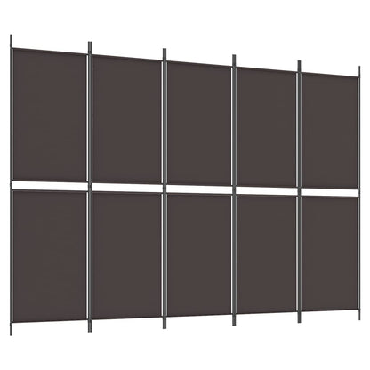 5-Panel Room Divider Brown 250x180 cm Fabric