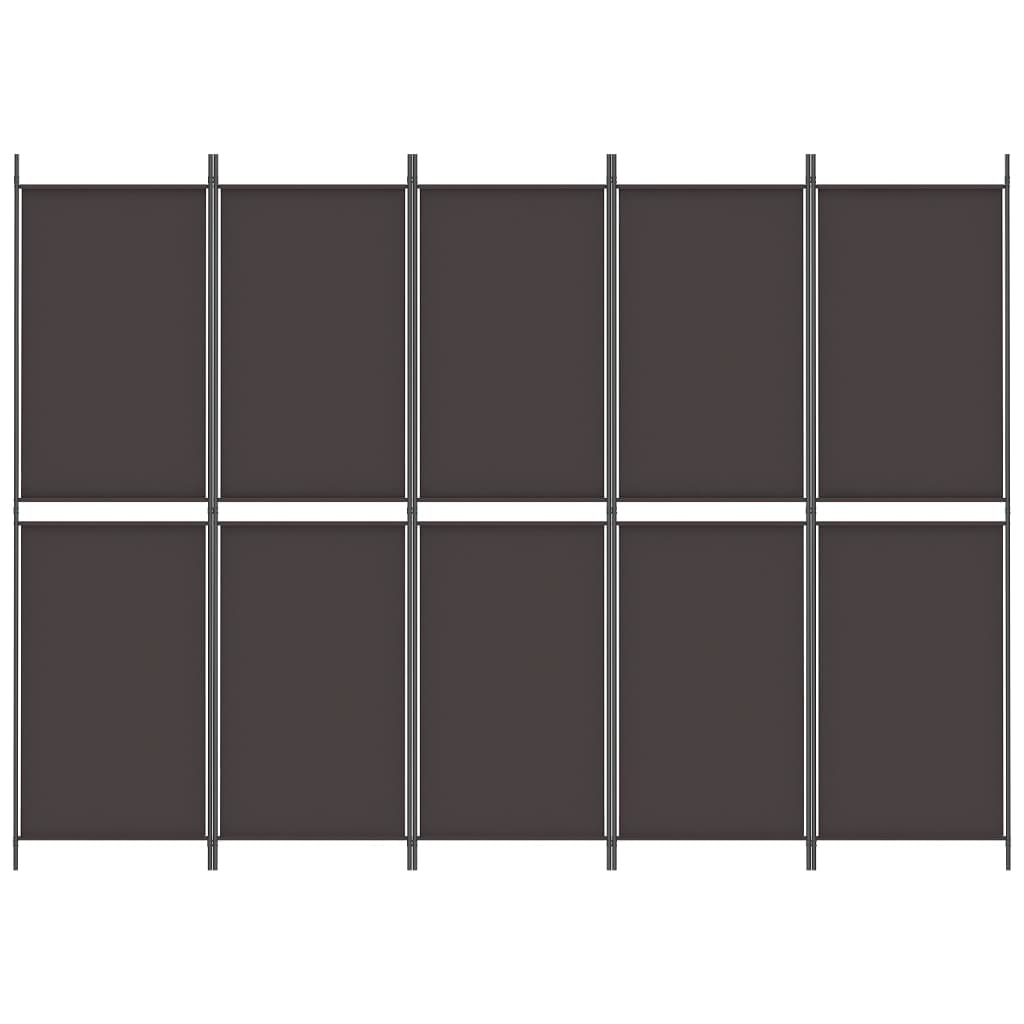 5-Panel Room Divider Brown 250x180 cm Fabric