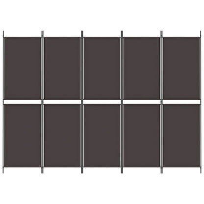 5-Panel Room Divider Brown 250x180 cm Fabric