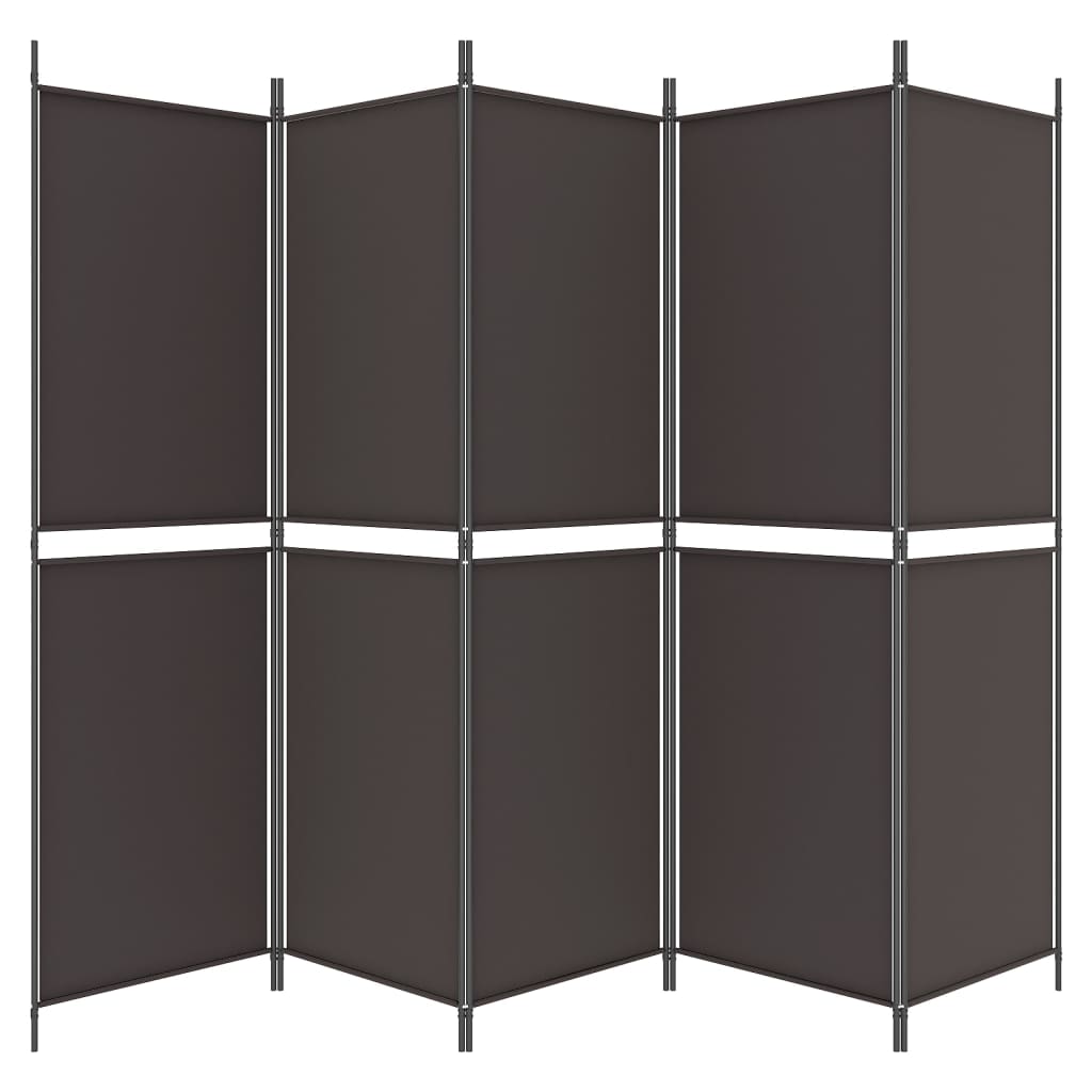 5-Panel Room Divider Brown 250x180 cm Fabric