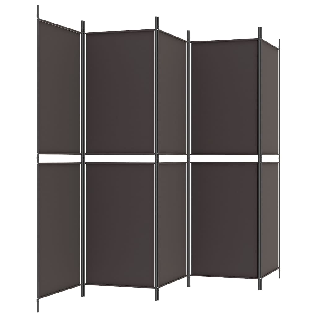 5-Panel Room Divider Brown 250x180 cm Fabric