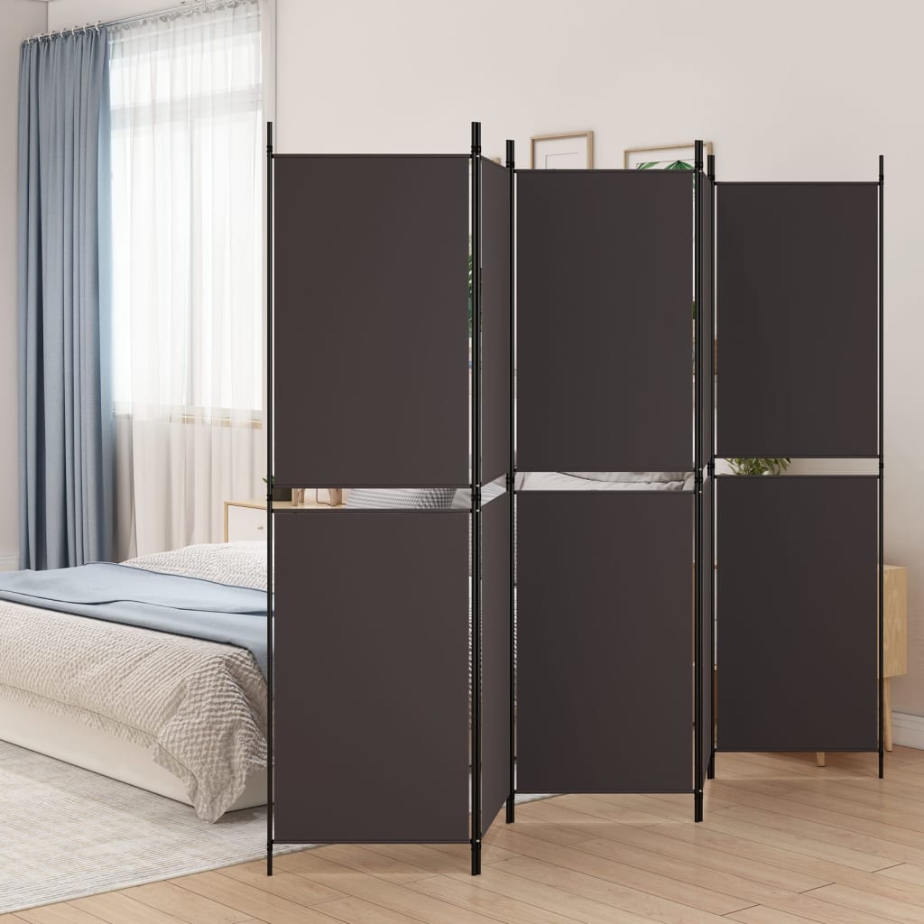 5-Panel Room Divider Brown 250x180 cm Fabric