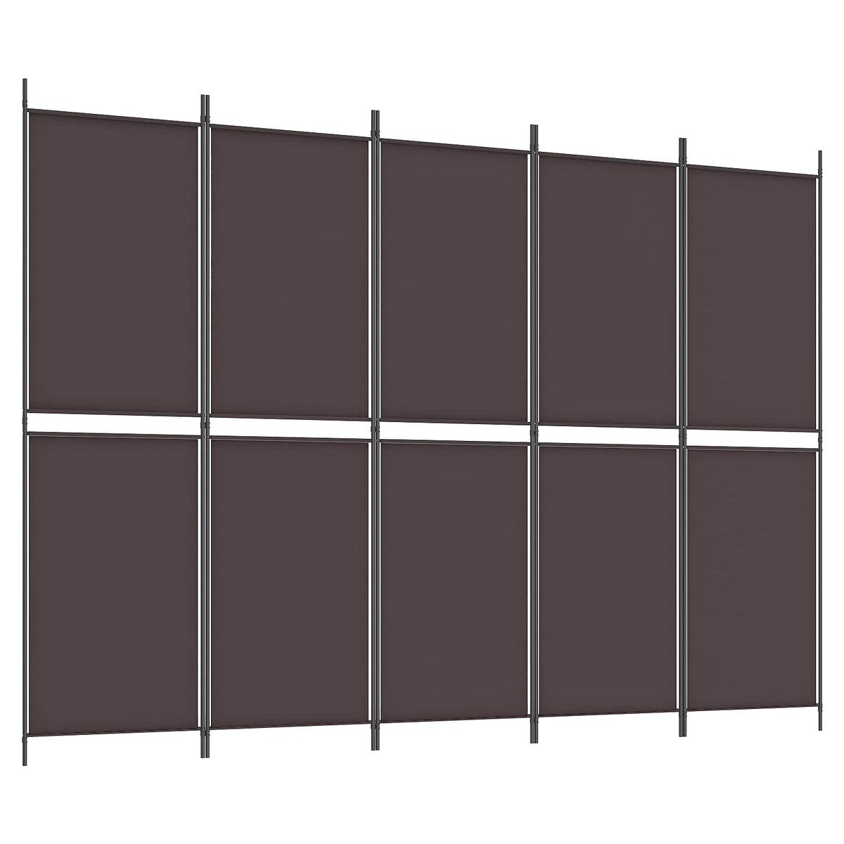 5-Panel Room Divider Brown 250x180 cm Fabric