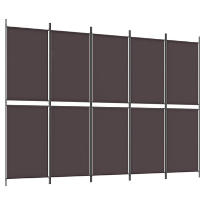 5-Panel Room Divider Brown 250x180 cm Fabric