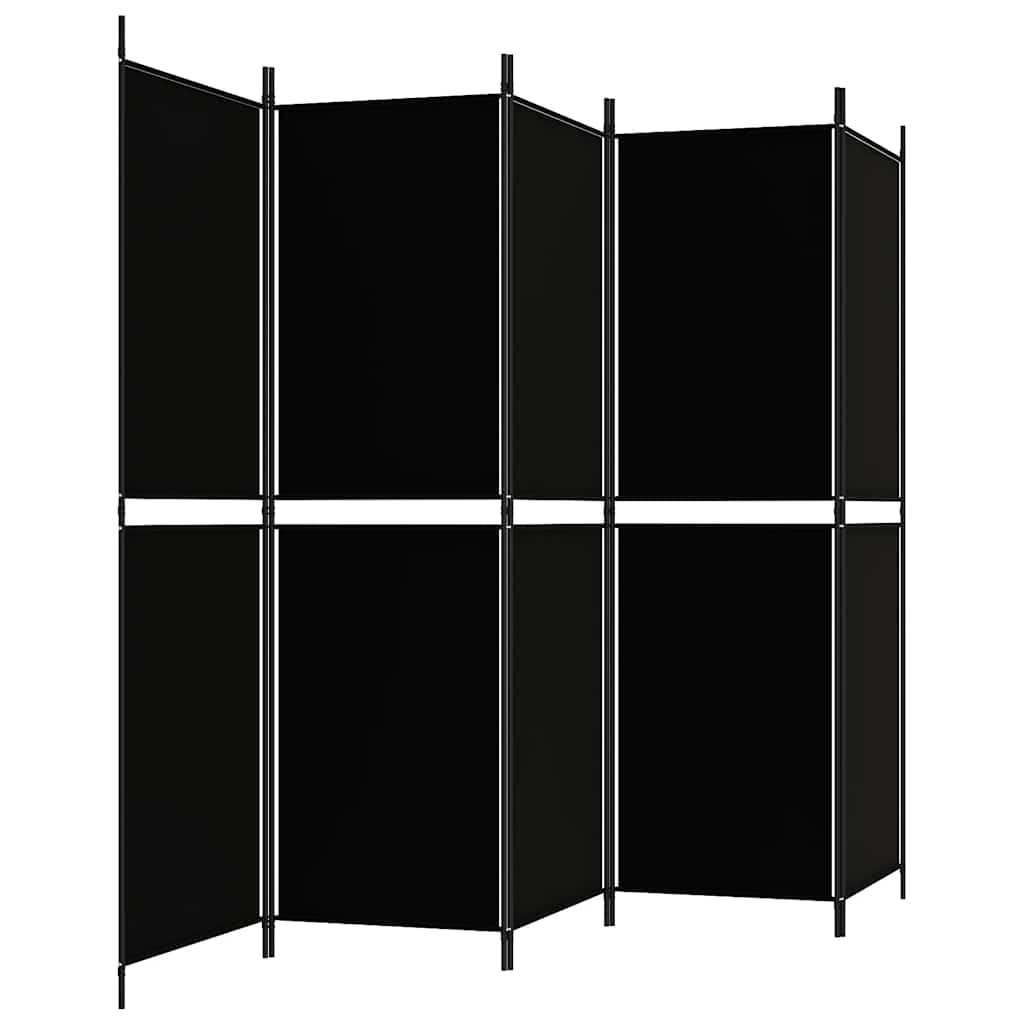 5-Panel Room Divider Black 250x180 cm Fabric