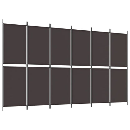 6-Panel Room Divider Brown 300x180 cm Fabric