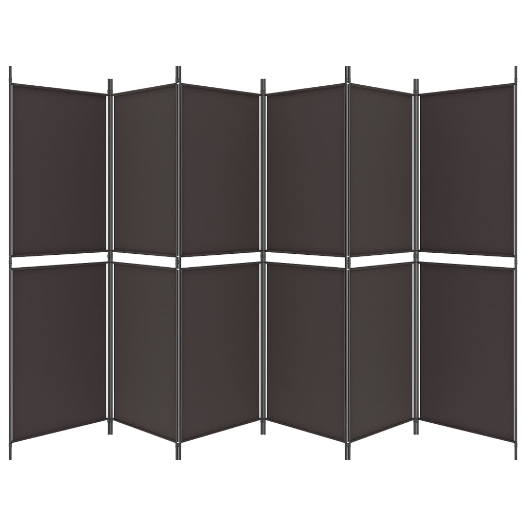 6-Panel Room Divider Brown 300x180 cm Fabric