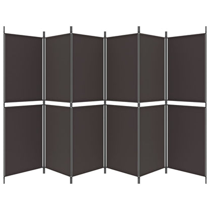 6-Panel Room Divider Brown 300x180 cm Fabric